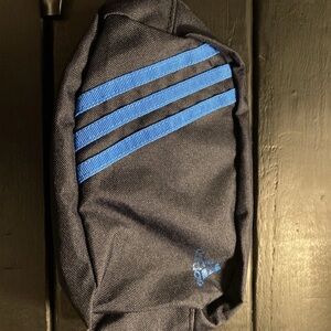 Adidas Men's Black Belt Bag with Blue Stripes